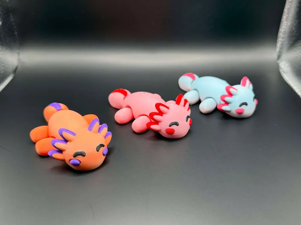 Adorable Articulated Axolotl Trio