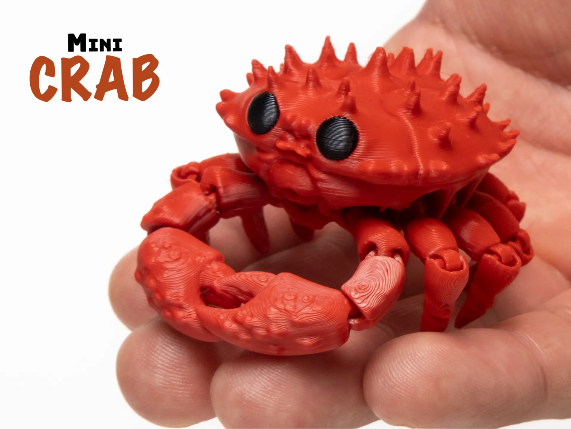 Articulated 3D Printed Mini Crab – Spiky Red Edition
