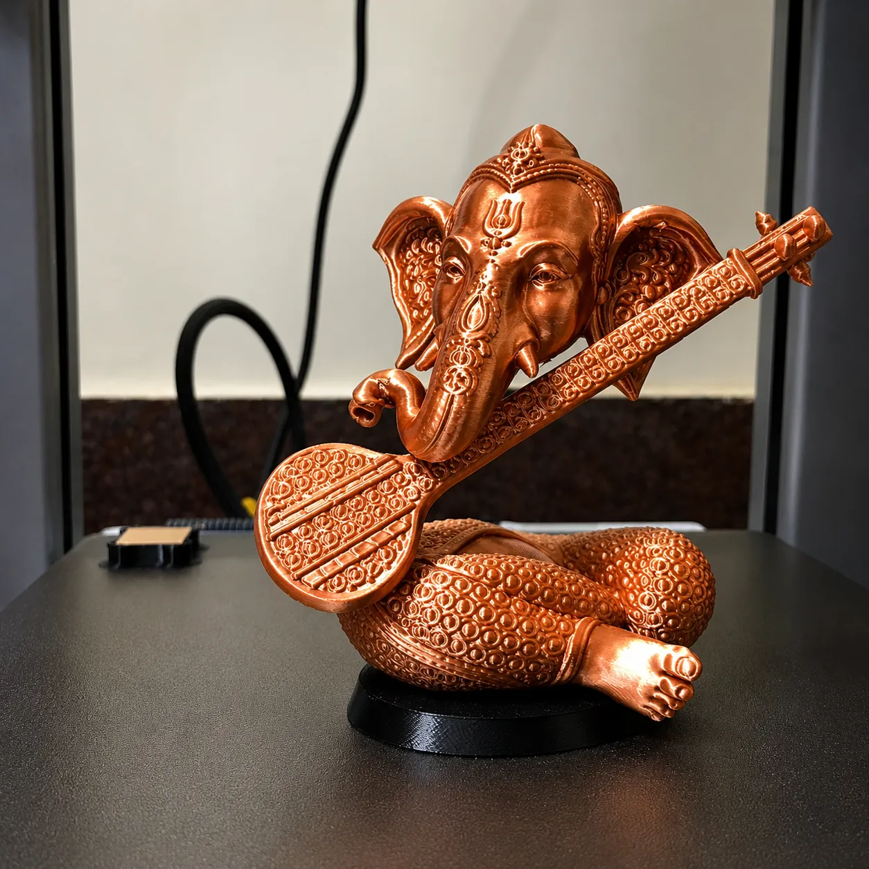 Divine Ganesha Veena Art - 3D Print